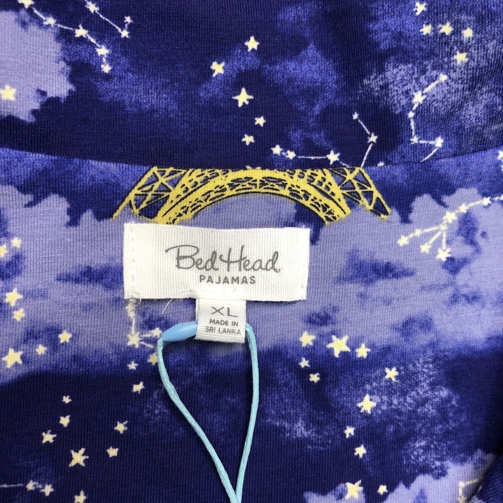 NWT BedHead Astral Eiffel Tower Paris Skies Purple Cotton/Stretch Pajama Set XL - Picture 4 of 12